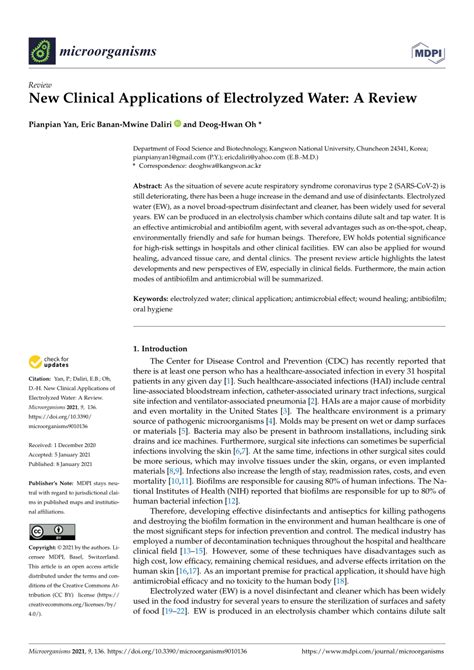 electrified salt water|New Clinical Applications of Electrolyzed Water: A Review.
